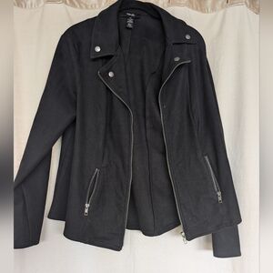 Style & Co Faux Suede Moto Jacket Black